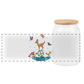 Illustration mignonne de paix fauve - Boîte à biscuits avec couvercle en bois - blanc - Devant