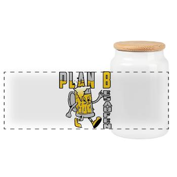 Plan B Besaufen - Boîte à biscuits avec couvercle en bois - blanc - Devant