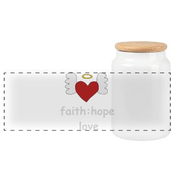 heart wings faith - Panoramic Cookie Jar with Wooden Lid - white - Front
