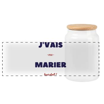 Je vais me marier bordel - Boîte à biscuits avec couvercle en bois - blanc - Devant