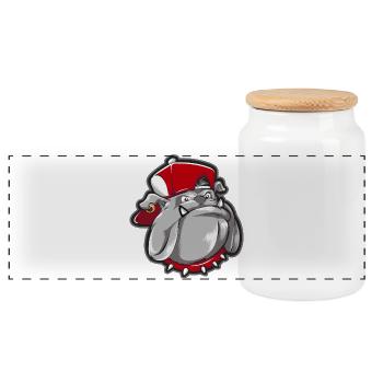 Bulldog Mascotte Street Grunge - Boîte à biscuits avec couvercle en bois - blanc - Devant