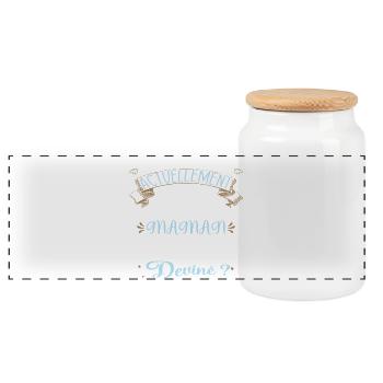 Devine quoi ! Je me cache dans le ventre de Maman - Boîte à biscuits avec couvercle en bois - blanc - Devant