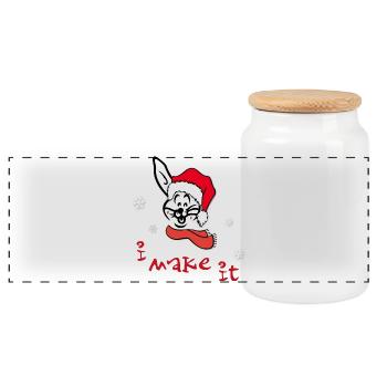 Père Noël - Boîte à biscuits avec couvercle en bois - blanc - Devant