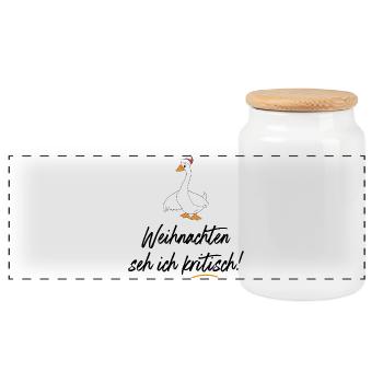 Lustige vegetarische Sprüche zu Weihnachten - Panorama Keksdose mit Holzdeckel - Weiß - Vorne