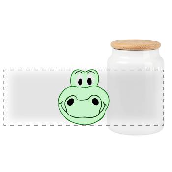 Funny crocodile - Creative illustration - Panoramic Cookie Jar with Wooden Lid - white - Front