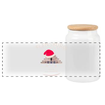 Weihnachten Flensburg, Nordertor, mehr als Punkte - Panorama Keksdose mit Holzdeckel - Weiß - Vorne