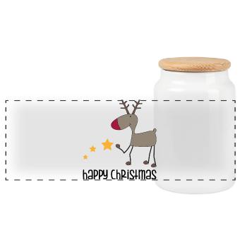 Noël - Boîte à biscuits avec couvercle en bois - blanc - Devant