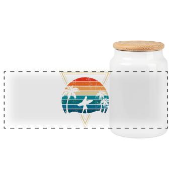 Sunset Surf und Palm Coast - Panorama Keksdose mit Holzdeckel - Weiß - Vorne