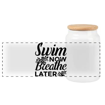 Natation de motivation - Boîte à biscuits avec couvercle en bois - blanc - Devant