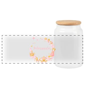 Prinzessin - Die hübsche Prinzessin mit Krone Pink - Panorama Keksdose mit Holzdeckel - Weiß - Vorne