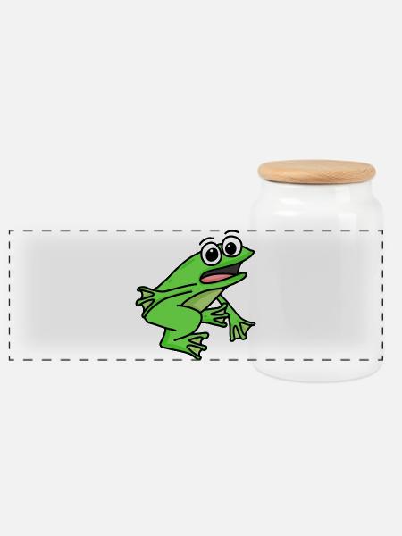 Frosch Motiv - Panorama Keksdose mit Holzdeckel - Weiß