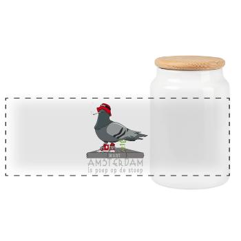 Amsterdam est caca sur le pas de la porte - Boîte à biscuits avec couvercle en bois - blanc - Devant