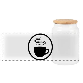 Coffee cup - Panoramic Cookie Jar with Wooden Lid - white - Front