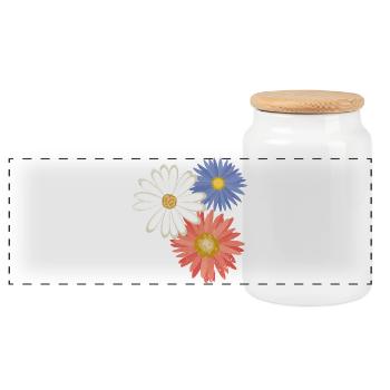3 fleurs - Boîte à biscuits avec couvercle en bois - blanc - Devant