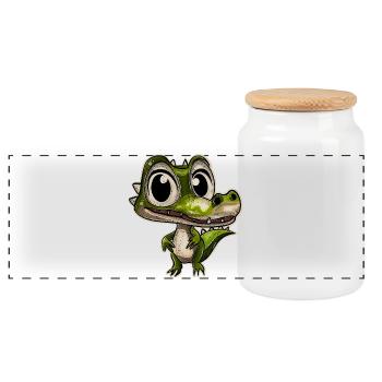 Alligator Crocodile - Boîte à biscuits avec couvercle en bois - blanc - Devant