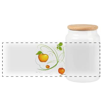 Äpfel, Obst - Panorama Keksdose mit Holzdeckel - Weiß - Vorne