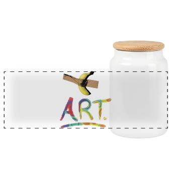 Banana ART - Panoramic Cookie Jar with Wooden Lid - white - Front