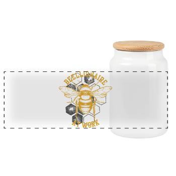 Reellionaire at Work Bee - Panoramic Cookie Jar with Wooden Lid - white - Front
