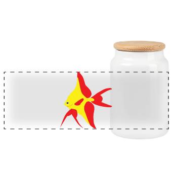 Poisson drapeau rouge et jaune - Boîte à biscuits avec couvercle en bois - blanc - Devant
