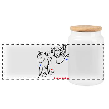 the best Mom, Muttertag - Panorama Keksdose mit Holzdeckel - Weiß - Vorne