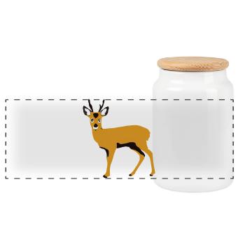 Cerf stylisé orange - Boîte à biscuits avec couvercle en bois - blanc - Devant