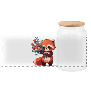roter Panda mit Blumen - Panorama Keksdose mit Holzdeckel - Weiß - Vorne