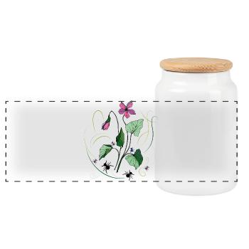 Blume mit Ameisen - Panorama Keksdose mit Holzdeckel - Weiß - Vorne