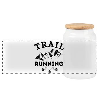 Trail, Trailrunning, Laufen - Panorama Keksdose mit Holzdeckel - Weiß - Vorne