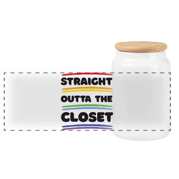 Pride Month - Straight Outta The Closet - Panoramic Cookie Jar with Wooden Lid - white - Front