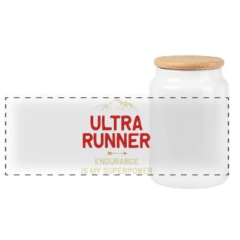 Ultra Runner - Endurance is My Superpower - Panoramic Cookie Jar with Wooden Lid - white - Front