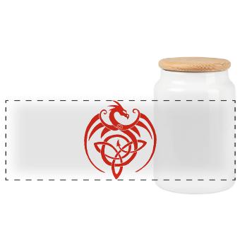 Roter Drache und keltisches Symbol - Panorama Keksdose mit Holzdeckel - Weiß - Vorne