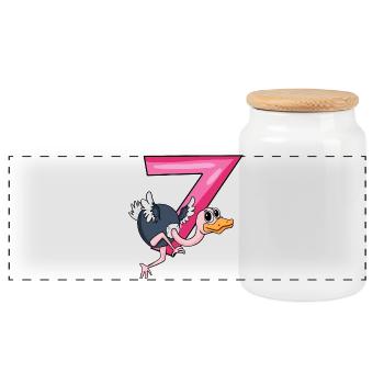 7 birthday 7 years old with animal motif - seven - Panoramic Cookie Jar with Wooden Lid - white - Front