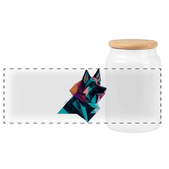 Schäferhund - Panorama Keksdose mit Holzdeckel - Weiß - Vorne