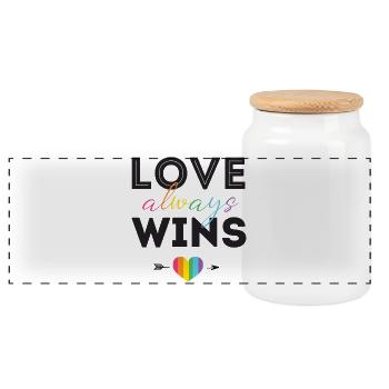 Mois de la fierté LGBTQ - L’amour gagne toujours - Boîte à biscuits avec couvercle en bois - blanc - Devant