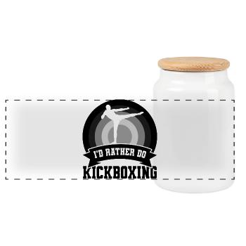 Funny kickboxer saying - Panoramic Cookie Jar with Wooden Lid - white - Front