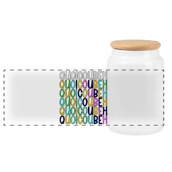 WhatCouBeH Rainbow Grid - Panoramic Cookie Jar with Wooden Lid - white - Front