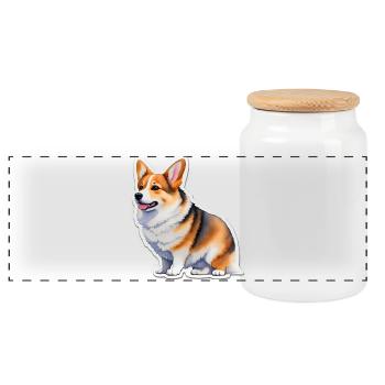 Corgi gallois - Boîte à biscuits avec couvercle en bois - blanc - Devant