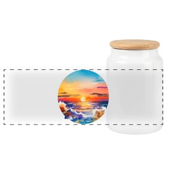 Coucher de soleil sur la mer - Boîte à biscuits avec couvercle en bois - blanc - Devant