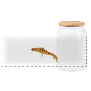 Cheese Ember Pizza Slice - Panoramic Cookie Jar with Wooden Lid - white - Front