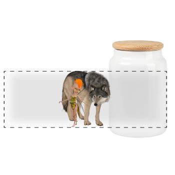 Deux amis improbables la fée et le loup - Boîte à biscuits avec couvercle en bois - blanc - Devant