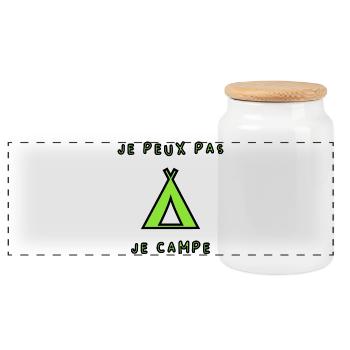 CAMPING. CAMPER. JE PEUX PAS. HUMOUR. VACANCES - Boîte à biscuits avec couvercle en bois - blanc - Devant
