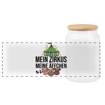 Mein Zirkus, Meine Äffchen - Panorama Keksdose mit Holzdeckel - Weiß - Vorne
