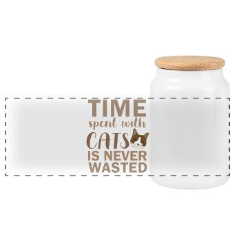 Temps passé avec les chats - Boîte à biscuits avec couvercle en bois - blanc - Devant