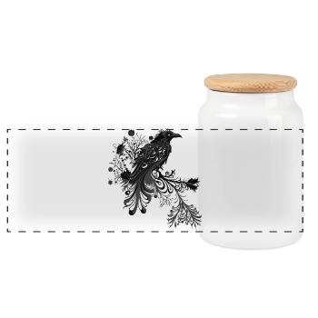 Corbeau 1 - Boîte à biscuits avec couvercle en bois - blanc - Devant
