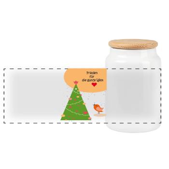 Weihnachten Frieden - Panorama Keksdose mit Holzdeckel - Weiß - Vorne