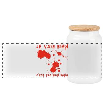 Je vais bien - Boîte à biscuits avec couvercle en bois - blanc - Devant