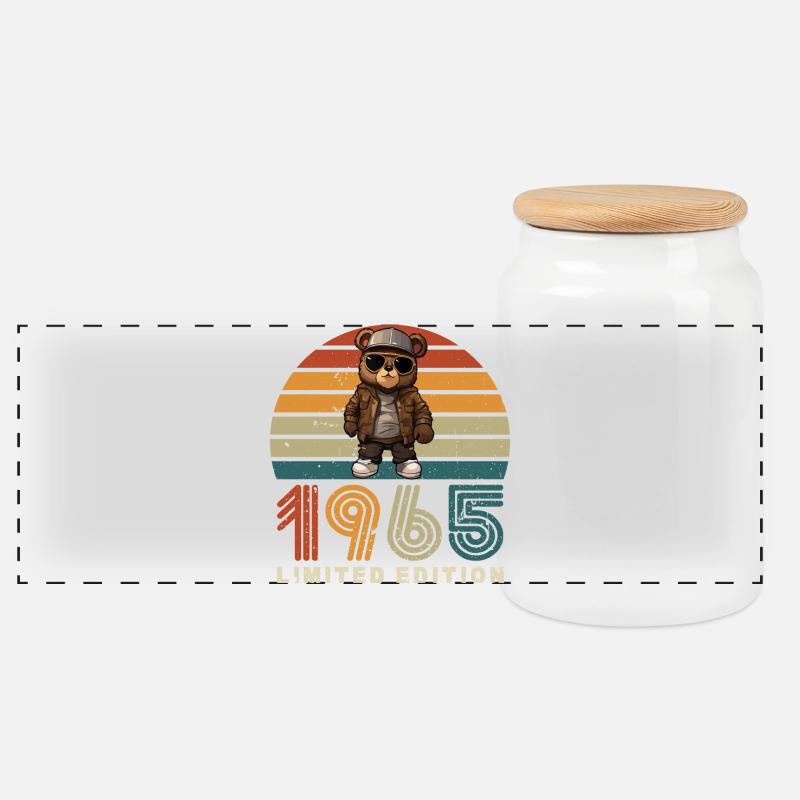 1965 édition limitée anniversaire Vintage rétro - Boîte à biscuits avec couvercle en bois - blanc