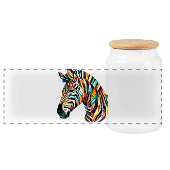 Zebra - Panorama Keksdose mit Holzdeckel - Weiß - Vorne
