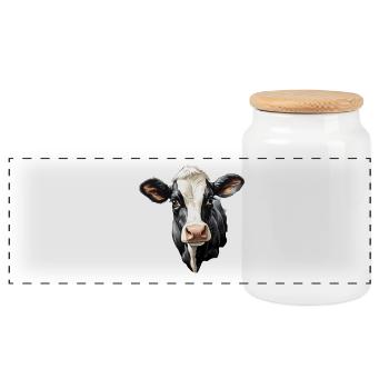 Fermier de cadeaux de la ferme noire et blanche Holst - Boîte à biscuits avec couvercle en bois - blanc - Devant