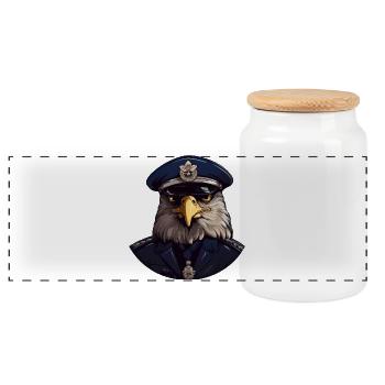 Hiboux Policier - Boîte à biscuits avec couvercle en bois - blanc - Devant